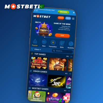 Stylised slot reels with fruit and gem symbols mid-spin at Mostbet casino