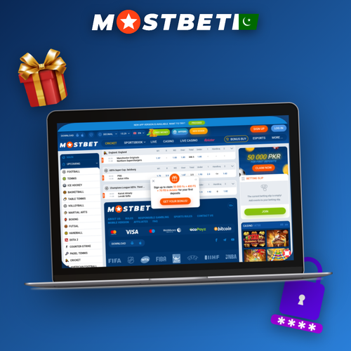 Mostbet for PC desktop client showing sportsbook lobby on a laptop screen