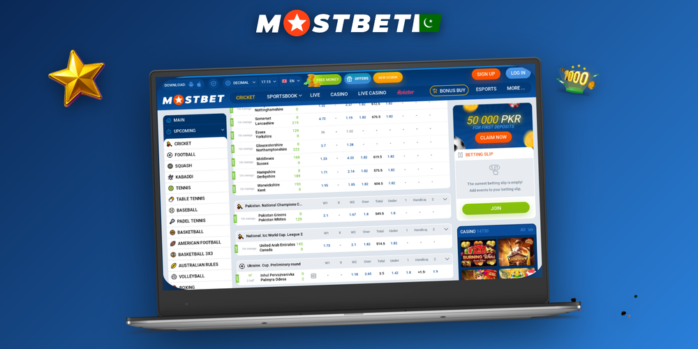Mostbet download for PC fully installed with sports lobby and account panel displayed