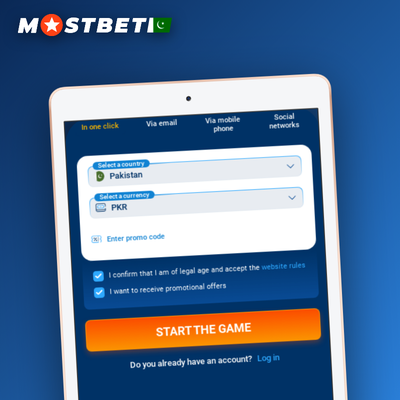 Mostbet sign up via Pakistani phone number with SMS verification code bubble